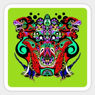 immortal tribal kaiju in ecopop pattern Sticker